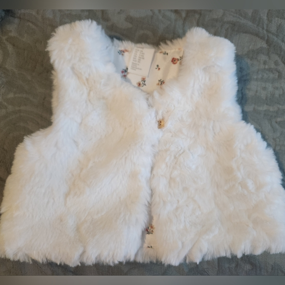H&M Kids White Faux Fur Vest